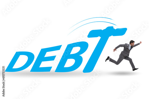 Heavy debt concept with businessman