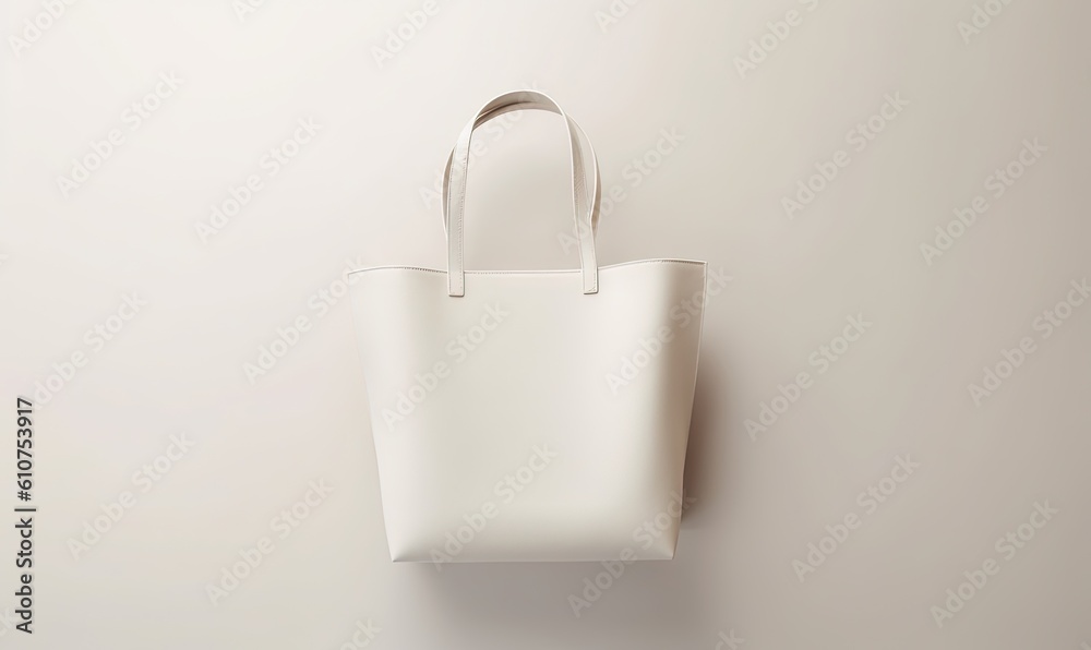 a white tote bag hanging on a wall with a white background in a minimalistic fashion style, minimalistic fashion, minimalism. generative ai a white tote bag hanging on a wall with a white background in a minimalistic fashion style, minimalistic fashion, minimalism. generative ai