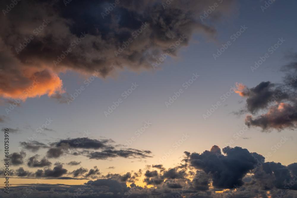 sunset with clouds over the sea