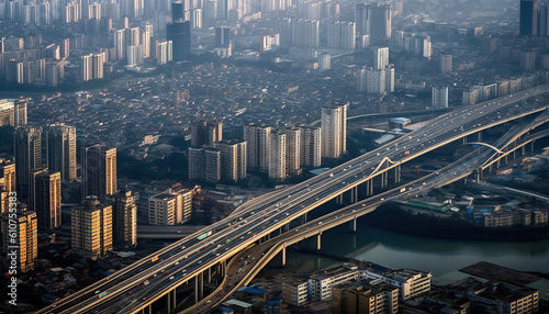 aerial view of highway and high rise building © hamsyahi952