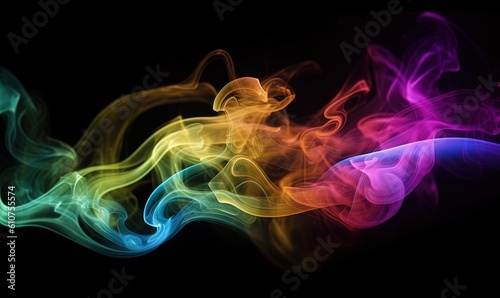  a colorful smoke is shown on a black background with a black background and a black background with a black background and a red, yellow, blue, green, pink, and orange, and pink smoke. generative ai