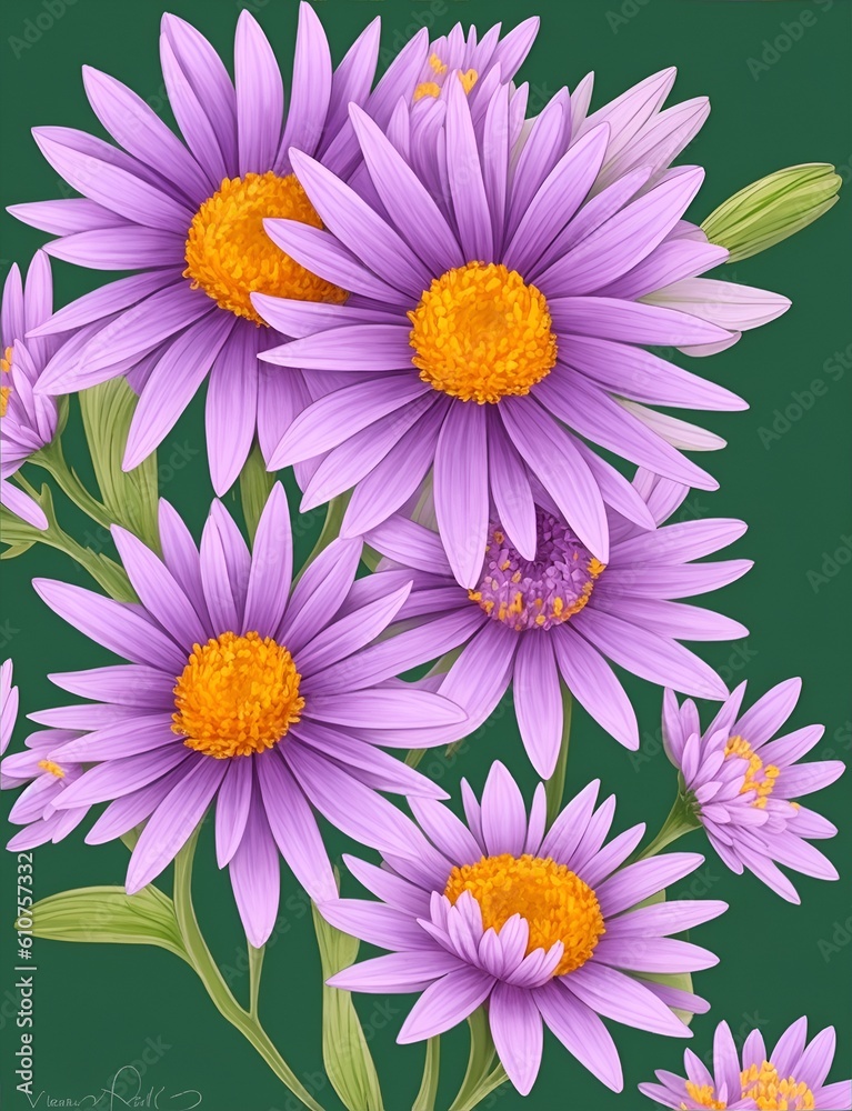 Obraz premium Aster Flower Generative Art