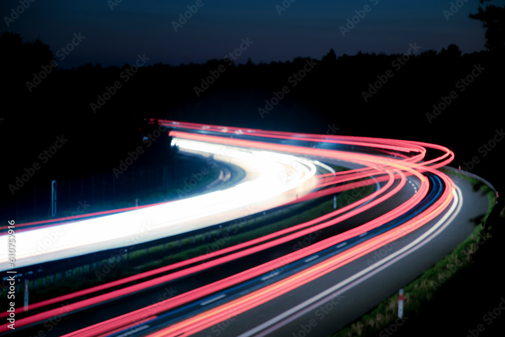 Night road lights. Lights of moving cars at night. long exposure Night road lights. Lights of moving cars at night. long exposure