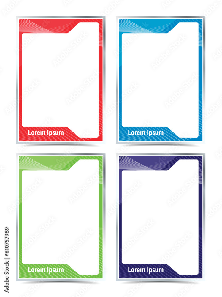 Team player colored cards template set Team player colored cards template set