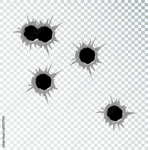 Bullet holes. Easy to place on different color or background. Vector