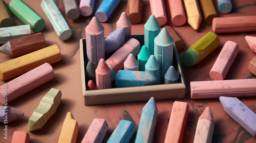 Flat lay of pastel crayons. IA generative.
Flat lay of pastel crayons. IA generative.