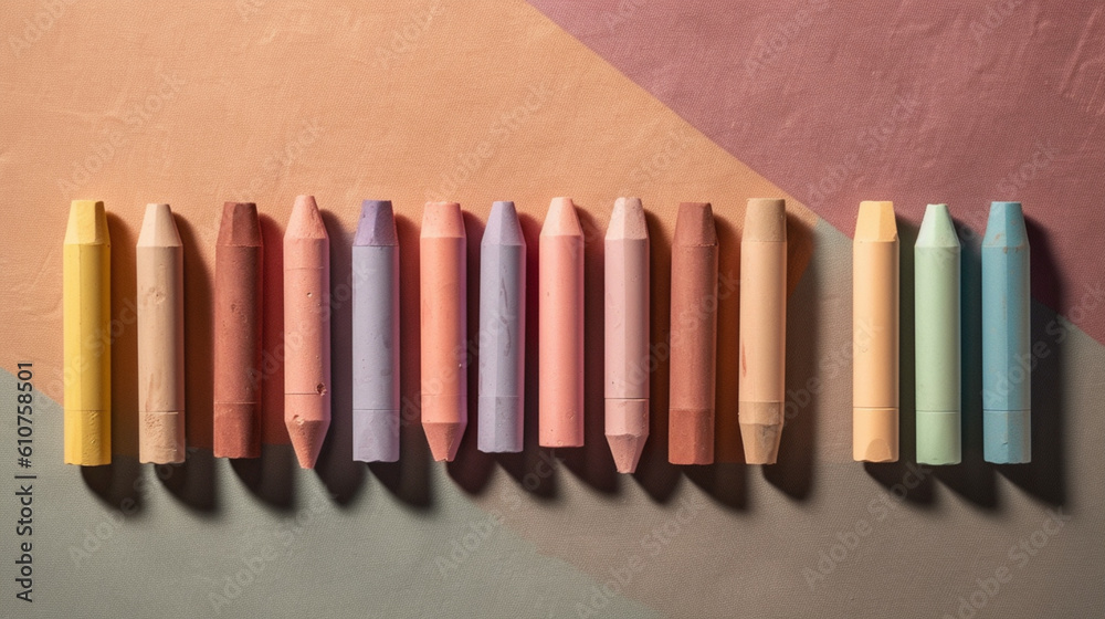 Flat lay of pastel crayons. IA generative.
Flat lay of pastel crayons. IA generative.
