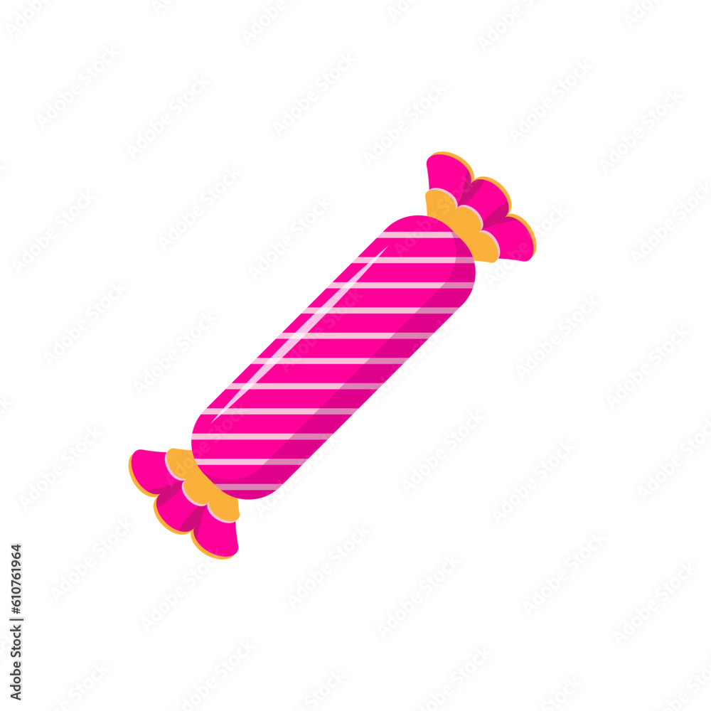 Chocolate candy in a bright and beautiful wrapper. Vector illustration isolated on a white background
