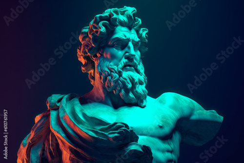 Marble statue of greek god Zeus. Generative AI photo