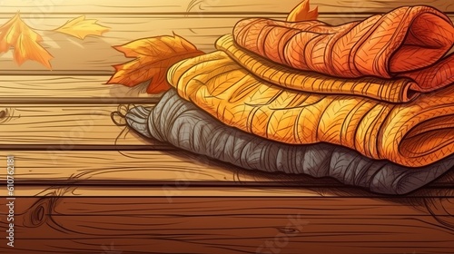Warm and cozy sweater. Autumn mood. AI Generative illustration