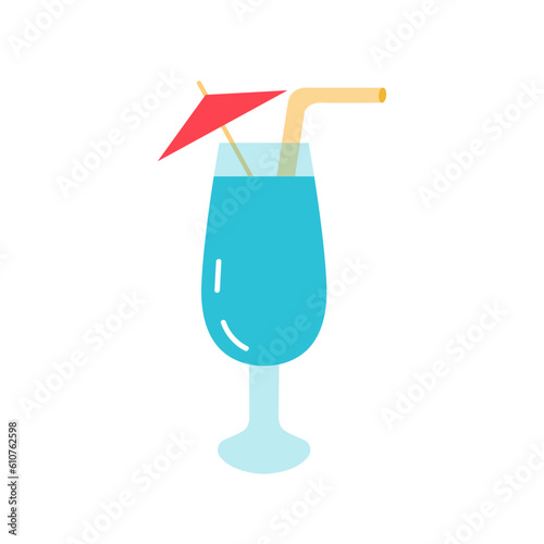 Vector pina colada cocktail in glass illustration