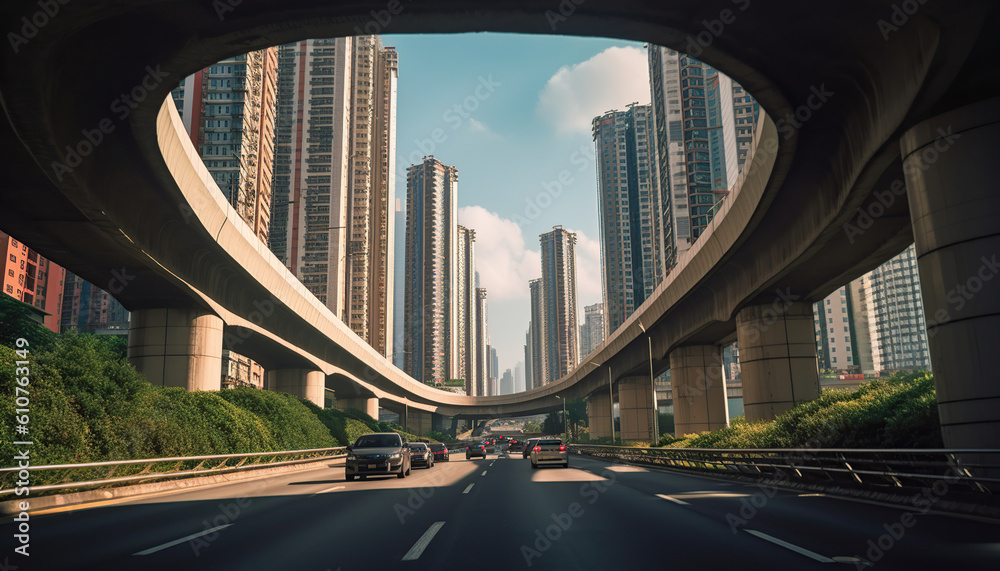 Fototapeta premium Highway and high rise buildings shoot from below