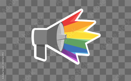 LGBT megaphone with rainbow. Pride month voice speaker. Diversity representation.