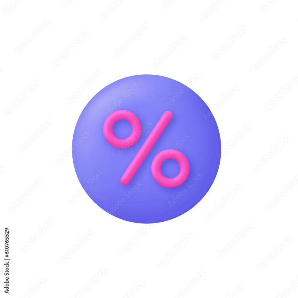 3D Percent icon. Interest rate, finance, banking, credit and money sphere concept. 3D Percent icon. Interest rate, finance, banking, credit and money sphere concept.