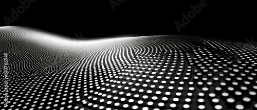 Black and white graphic pattern of straight lines with dots with light rays in the middle, comic book noir patterns, wavy halftone textures. 