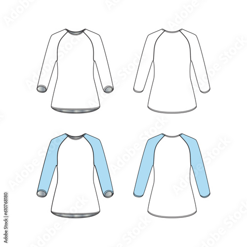 Womens raglan t-shirt with three quarter sleeve