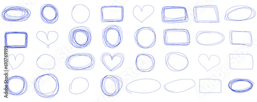 Set of hand drawn doodles, frames, design elements. Vector illustration