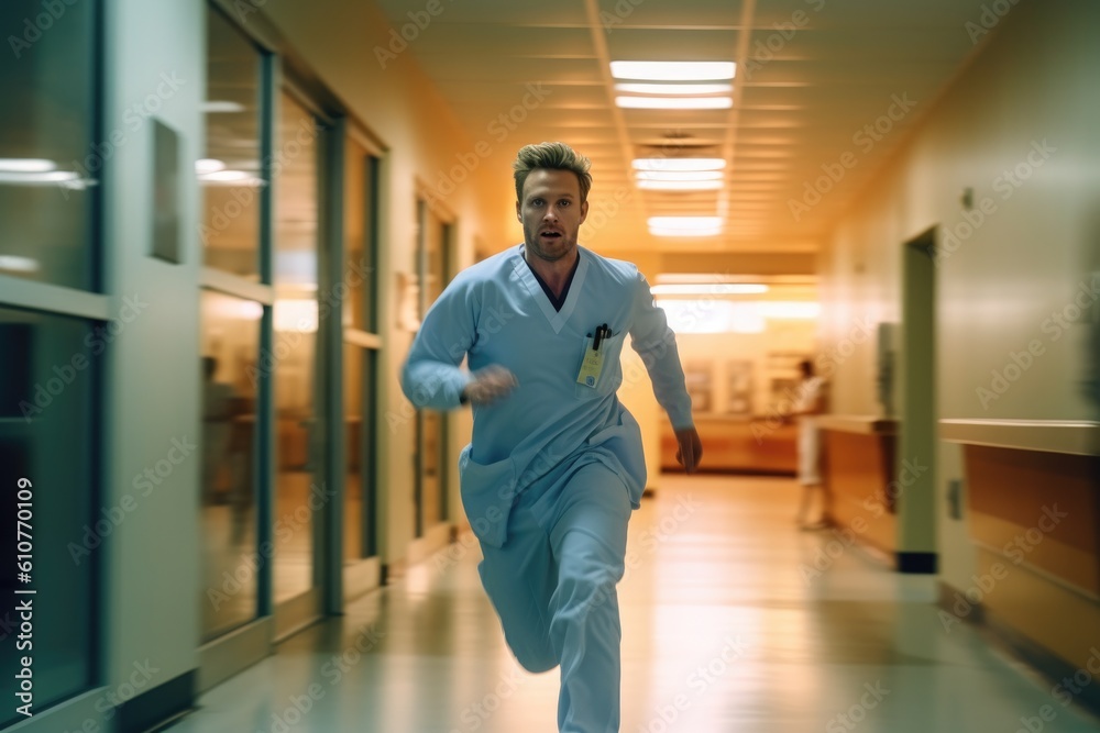 ER Doctor Running to save a patient - Illustration created with generative ai ER Doctor Running to save a patient - Illustration created with generative ai