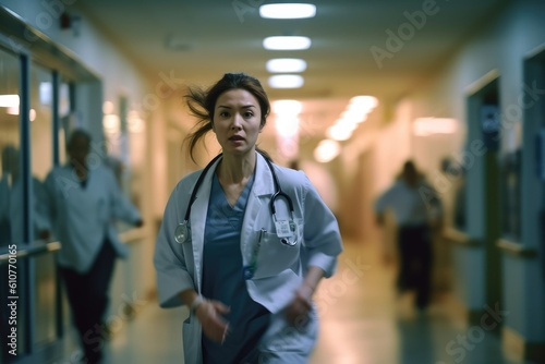 ER Doctor Running to save a patient - Illustration created with generative ai
