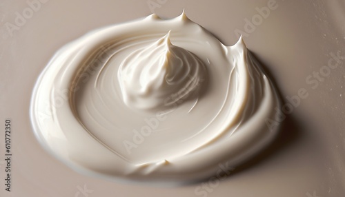 Creamy smooth texture of cosmetic product  swirling background of a white cream  Generative AI