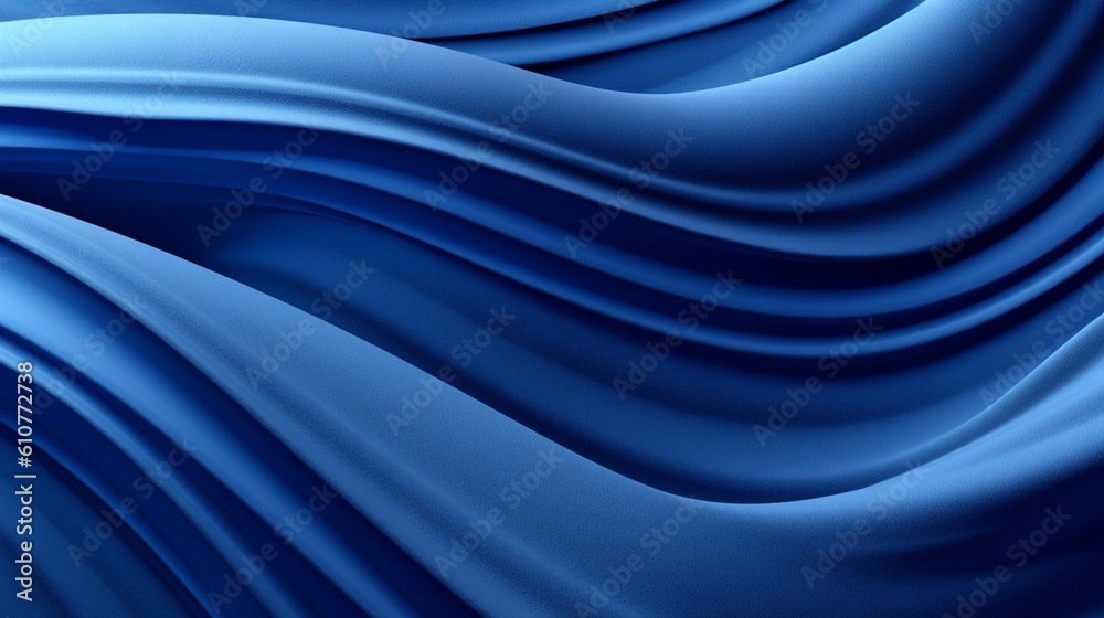 Obraz premium Rhythmic Azure Waves: An Abstract Exploration of Sculptural Aesthetics and Surreal 3D Landscapes on Shaped Canvas, Echoing Abstraction-Création Principles