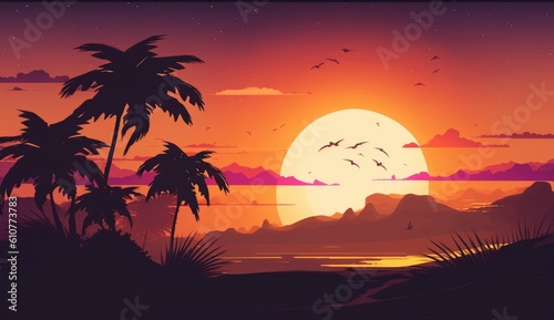 sunset on the beach wallpaper background