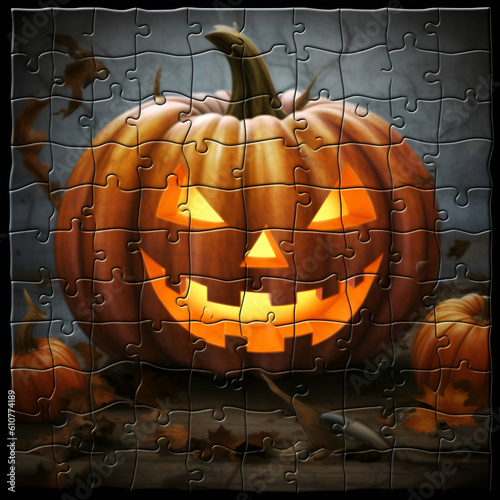 Generative AI halloween pumpkin puzzle