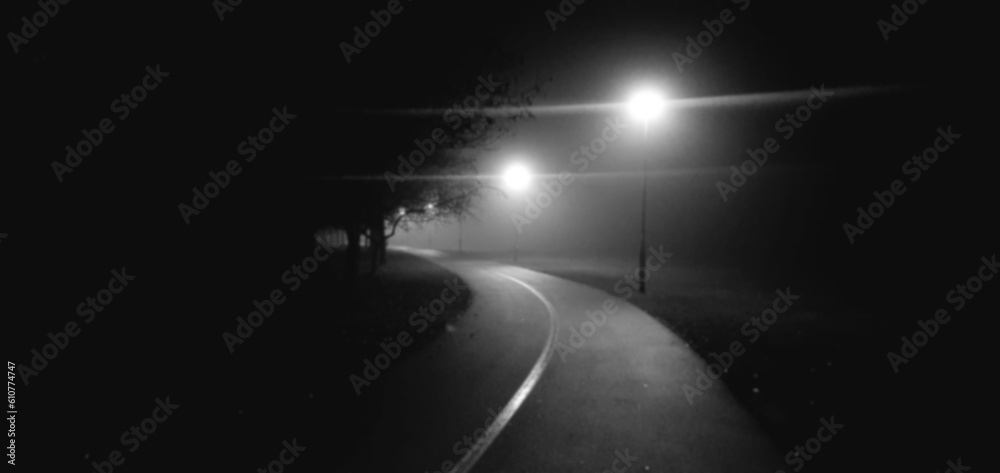 Foggy blurry night