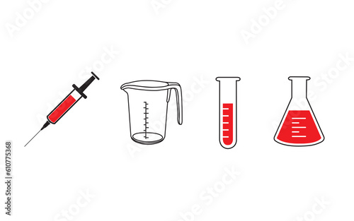 Iconos de accesorios de laboratorio. Vector