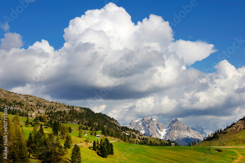 Summer landscape in the Dolomites near Durrenstein mountain, Italy, Europe photo
