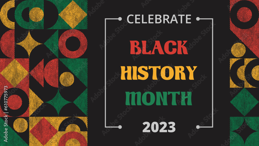 Black history month 2023 african design banner. Vector template - obrazy, fototapety, plakaty 