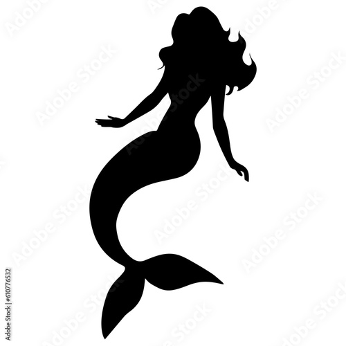 Vector illustration. Mermaid silhouette. Girl with a fishtail.