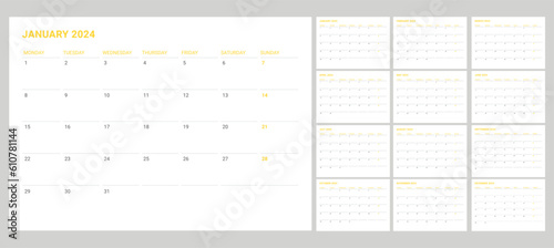 set calendar 2024 with simple and modern design