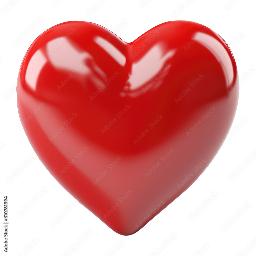 Red heart isolated on white, transparent background, PNG, generative ai