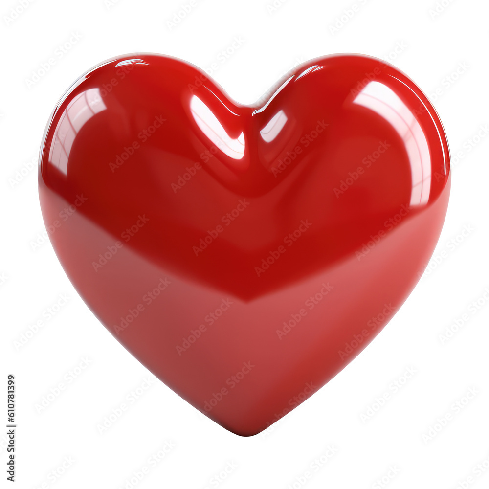 Red heart isolated on white, transparent background, PNG, generative ai