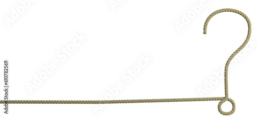 Isolated 3d rendering of a rope with question mark