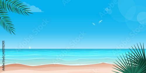 Beautiful tropical beach background with blue water