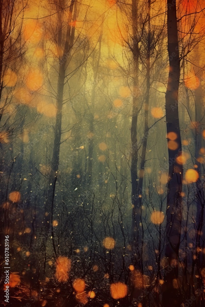Autumn in the park. AI generated art illustration.