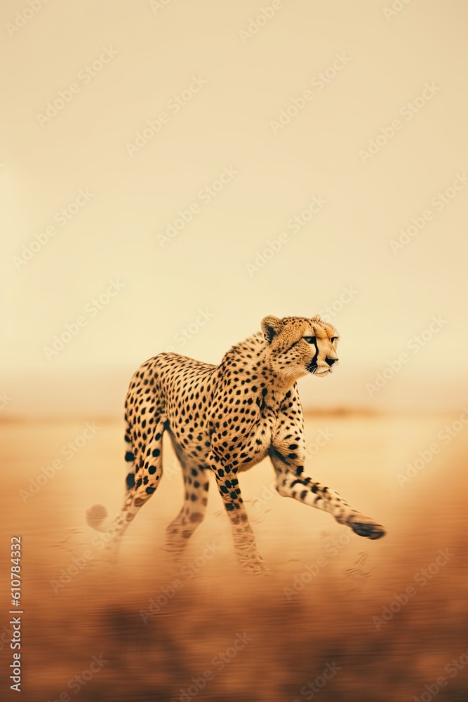 Obraz premium Leopard on a tree. AI generated art illustration.