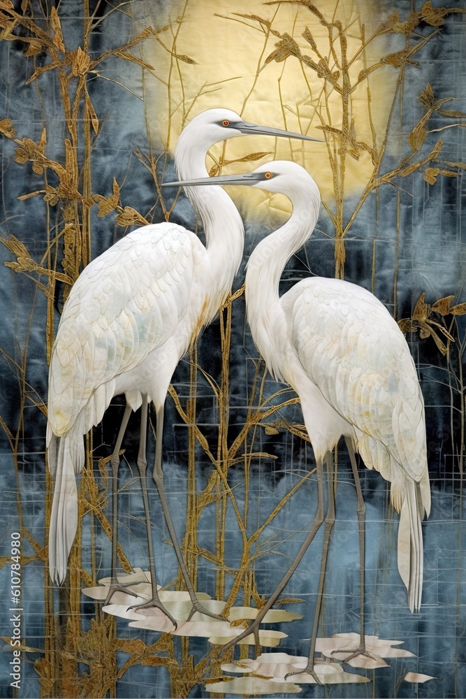 Heron ardea cinerea. AI generated art illustration.