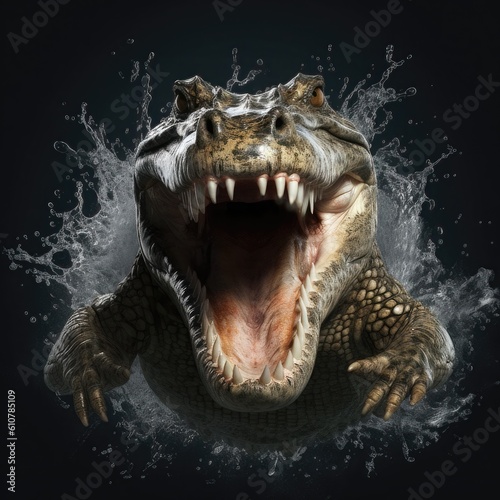 portrait of a crocodile - generative AI © lebanmax