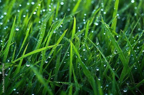 grass with dew drops - generative AI