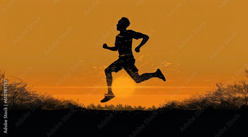 silhouette of running person