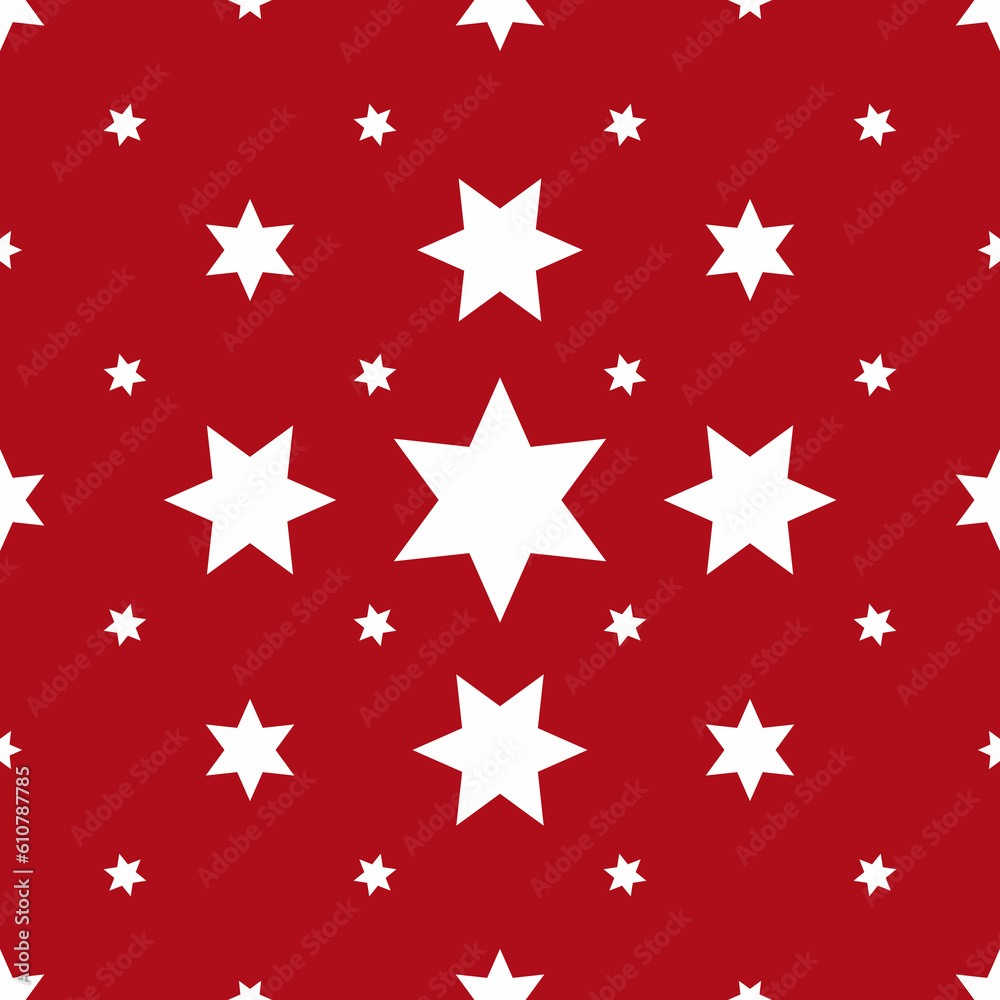 Seamless pattern of white stars on a red background Seamless pattern of white stars on a red background