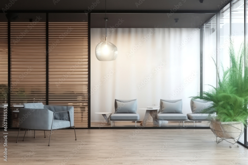 Fototapeta premium Minimalist reception of modern medical office hospital interior mock up