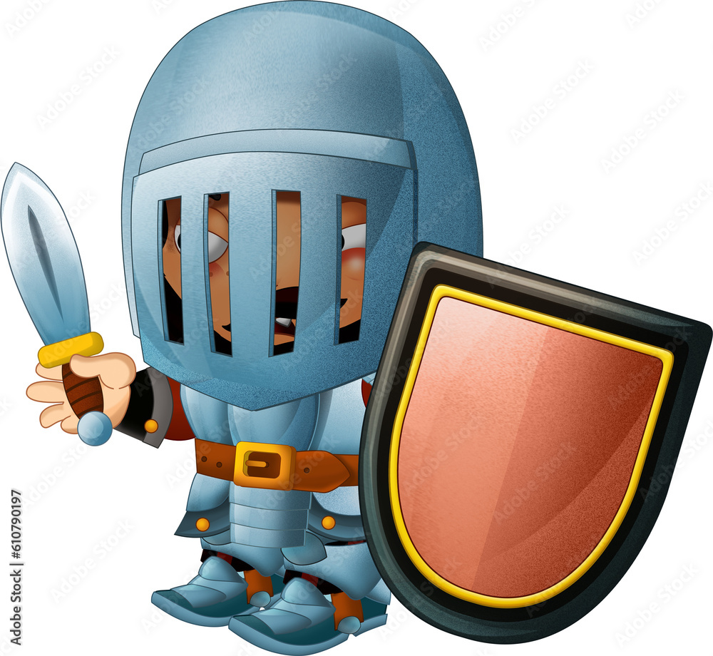 cartoon scene with medieval happy knight in armor isolated illustration ...