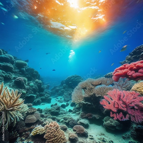 Wallpaper Mural Enchanting Depths: Exploring the Vibrant Coral Wonderland  Generated Ai Torontodigital.ca