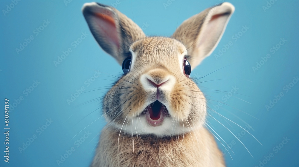Generative Ai image of a baby bunny face close up