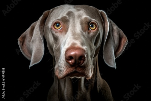 Studio portrait of a dog breed Weimaraner. AI generated  human enhanced