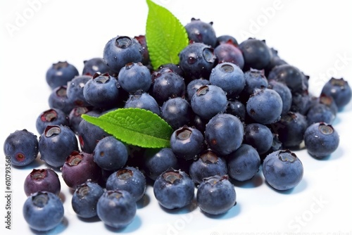 Appetizing tasty blueberries. The concept of proper nutrition and vitamins in the crop. AI generated, human enhanced.